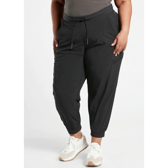 Athleta Go Far Travel Venture Pant Black PullOn Drawstring Jogger 566665 Plus 26 - Picture 1 of 16